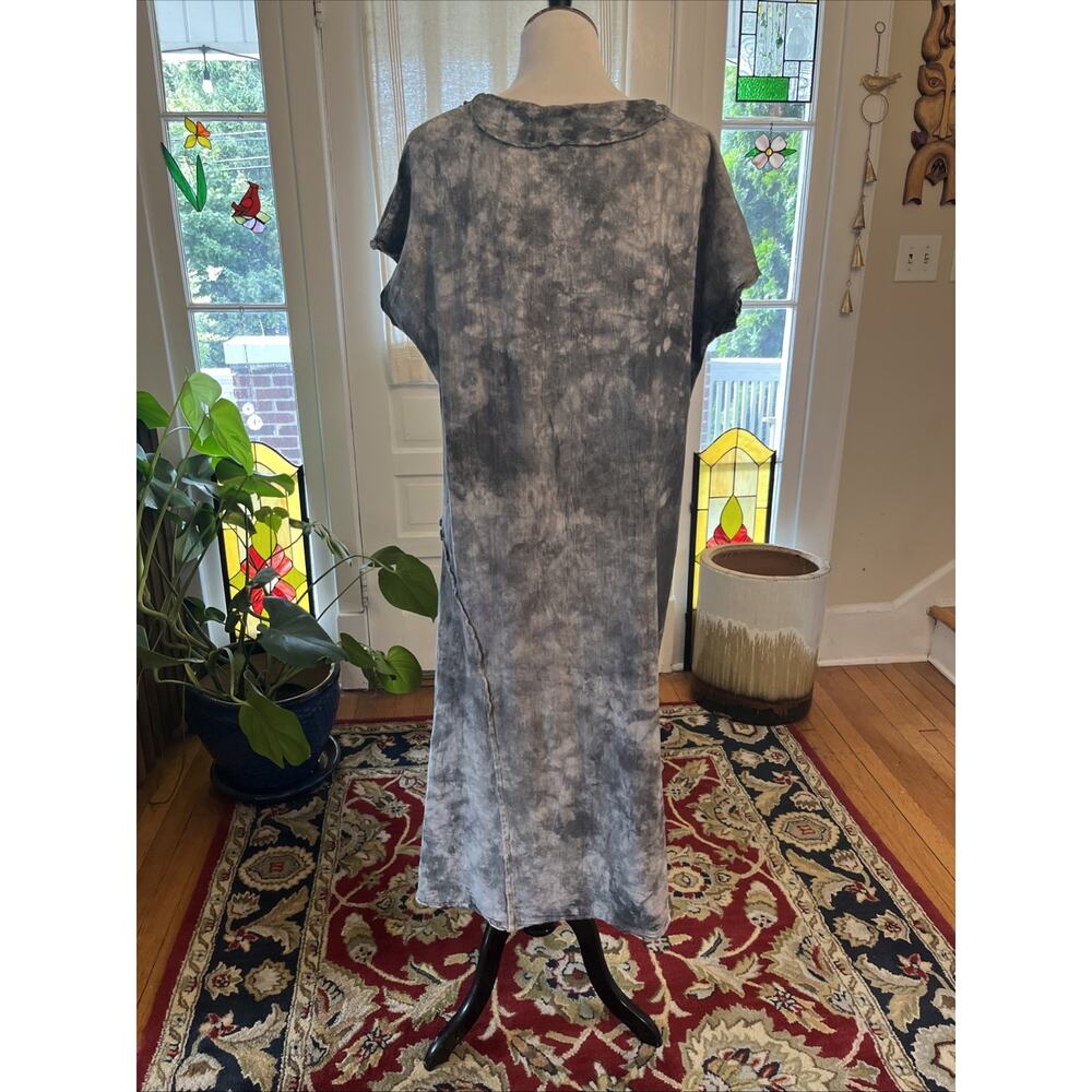 Oh My Gauze Dress 2 L/XL Black Blue Gray Tie Dye Boho Hippie Lagenlook Maxi - Picture 7 of 13